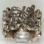 Intricate Floral 925 Sterling Silver Wide Band Ring - Size 4.5