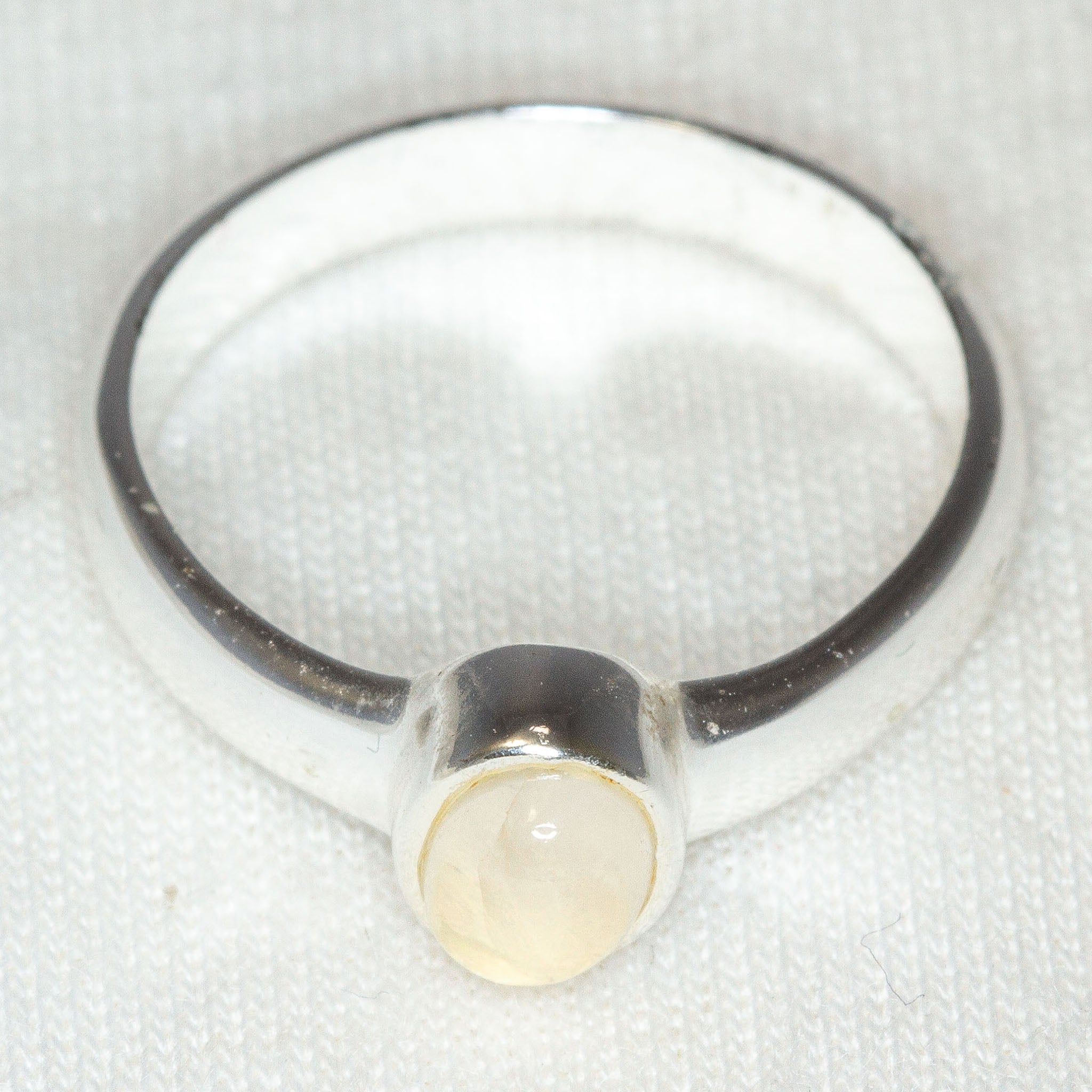 Minimalist 925 Silver Moonstone Bezel Ring - Size 6.25 Main image