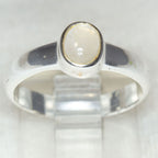 Minimalist 925 Silver Moonstone Bezel Ring - Size 6.25
