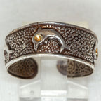 Vintage 925 Silver Dolphin Motif Open-Ended Ring - Size 10+