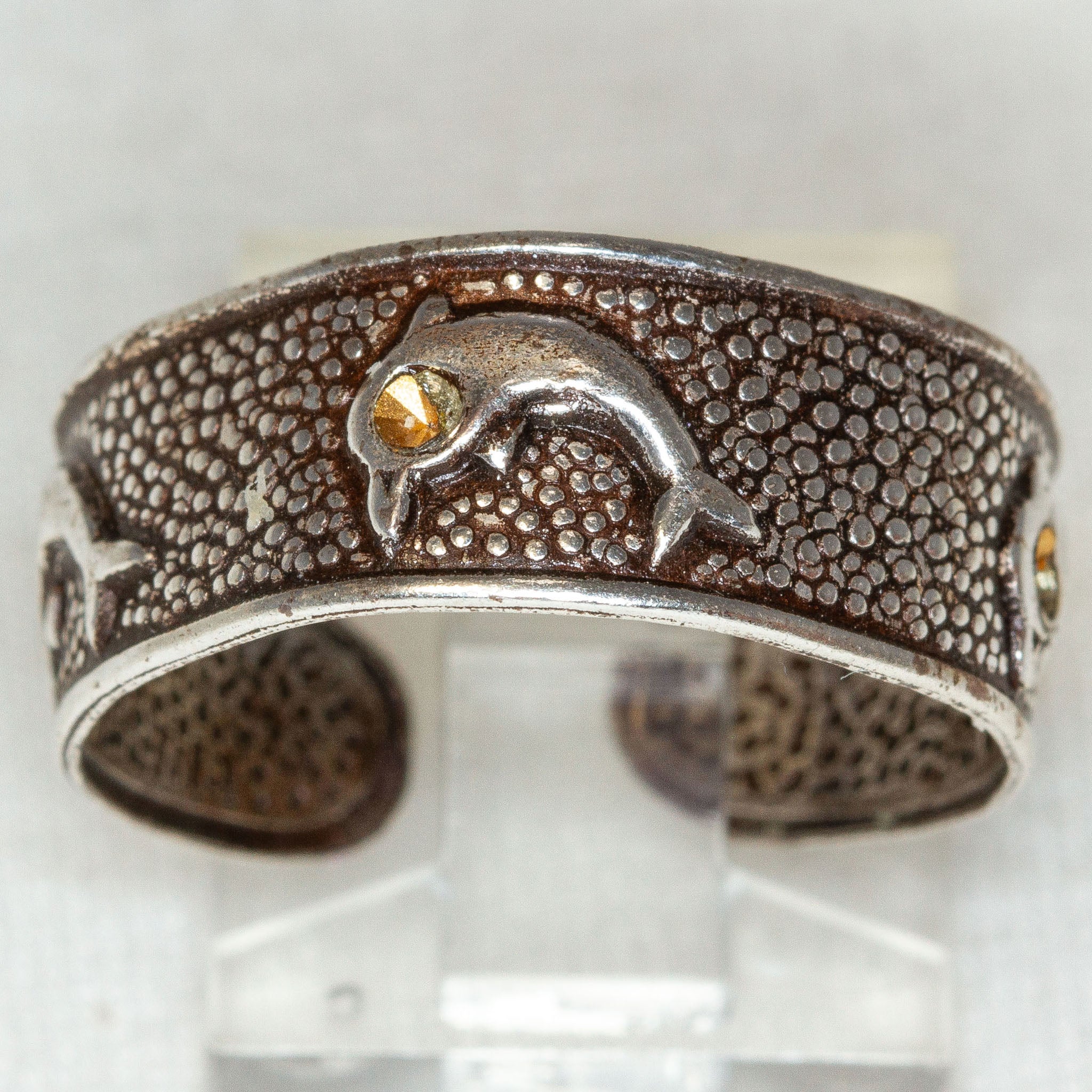 Vintage 925 Silver Dolphin Motif Open-Ended Ring - Size 10+