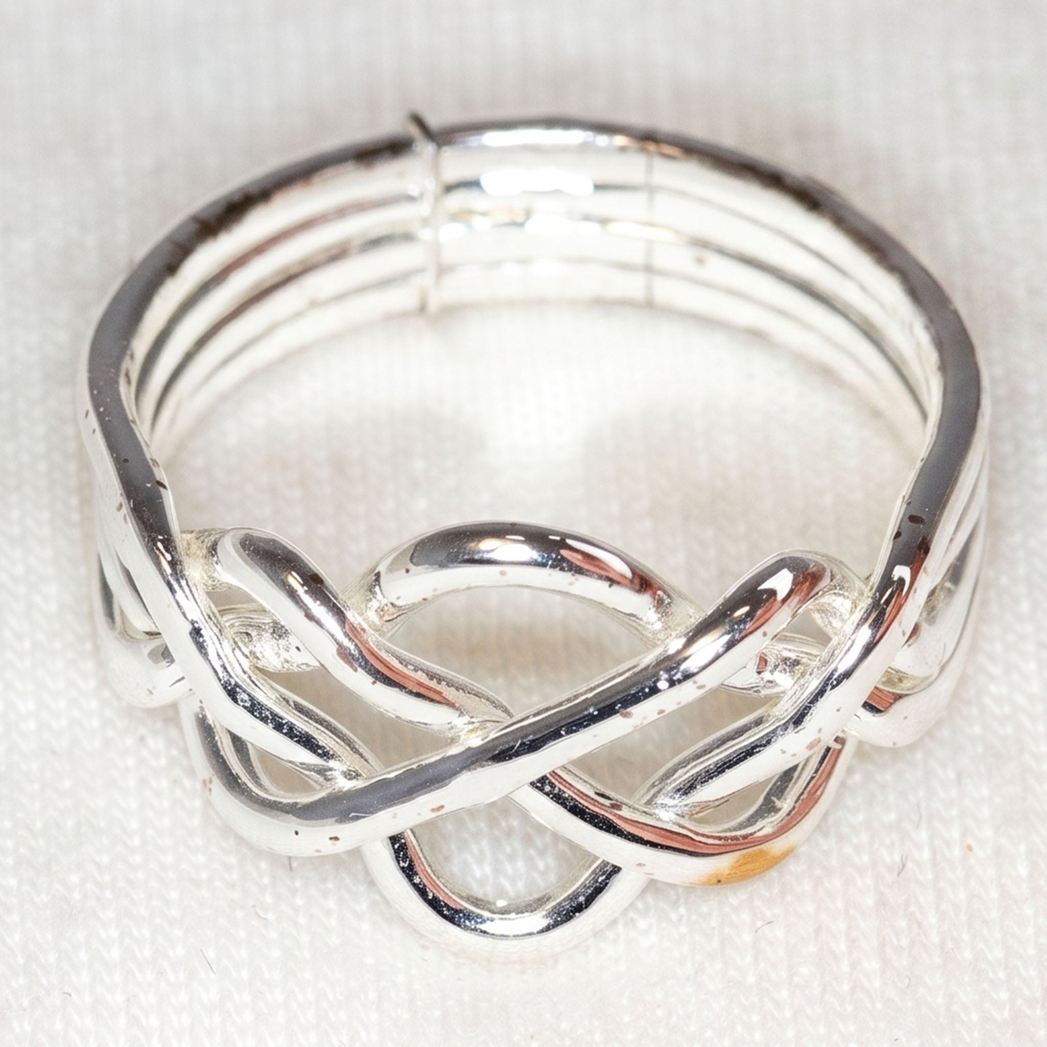 Four-Shank 925 Silver Puzzle Ring - Rhodium Plated Main image