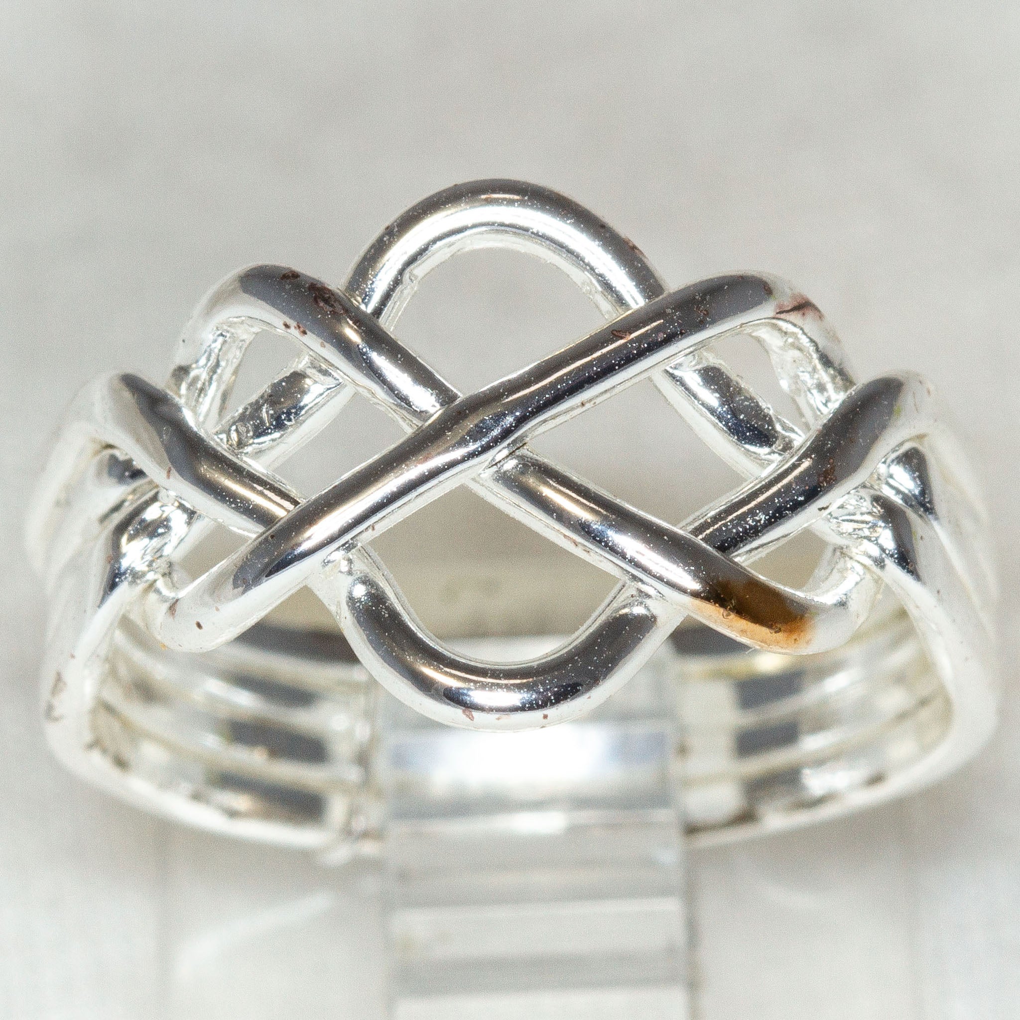 Four-Shank 925 Silver Puzzle Ring - Rhodium Plated Secondary image