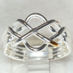 Four-Shank 925 Silver Puzzle Ring - Rhodium Plated