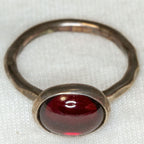 Vintage 925 Silver Red Garnet Bezel Ring - Size 5.5
