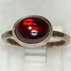 Vintage 925 Silver Red Garnet Bezel Ring - Size 5.5