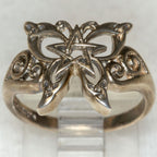 Vintage 925 Silver Pentagram Butterfly Ring - Size 7