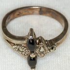 Vintage 925 Silver Onyx and Marcasite Ring - Size 8