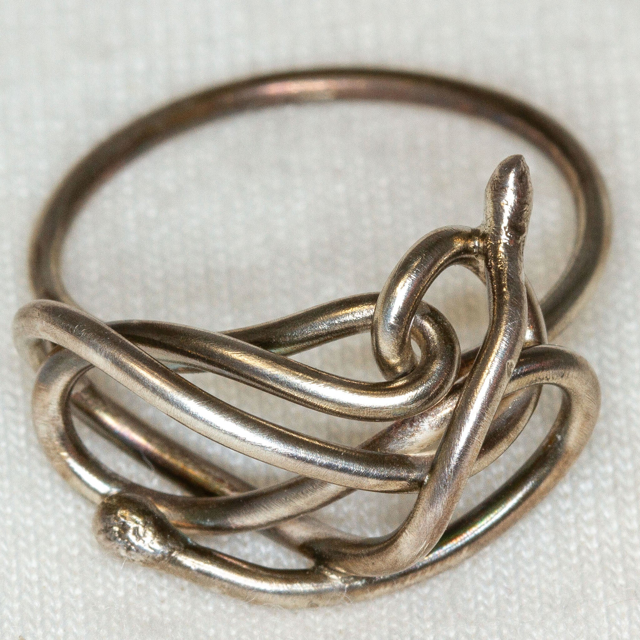 Artisan 925 Sterling Silver Wire-Wrapped Knot Ring - Size 6 Main image