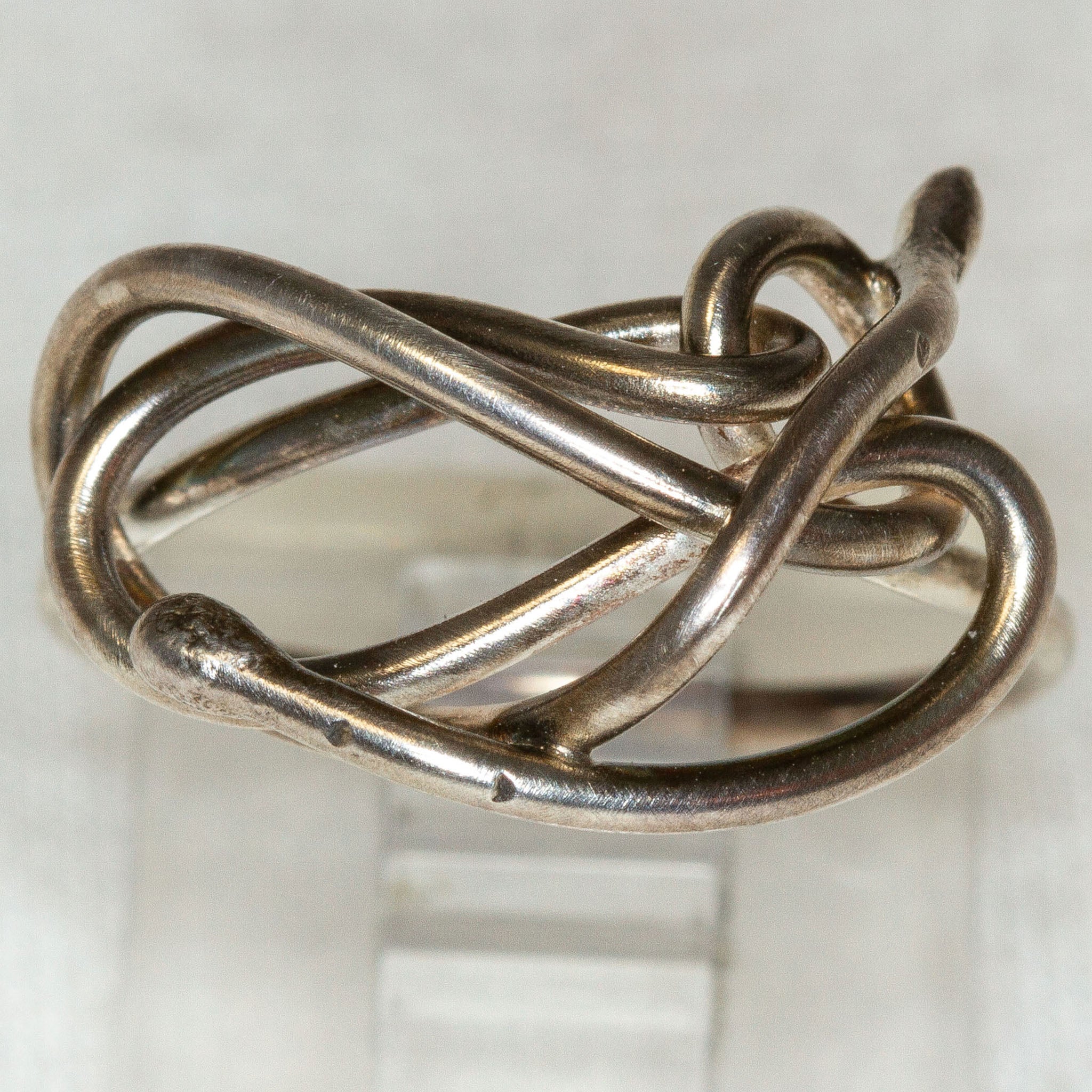 Artisan 925 Sterling Silver Wire-Wrapped Knot Ring - Size 6