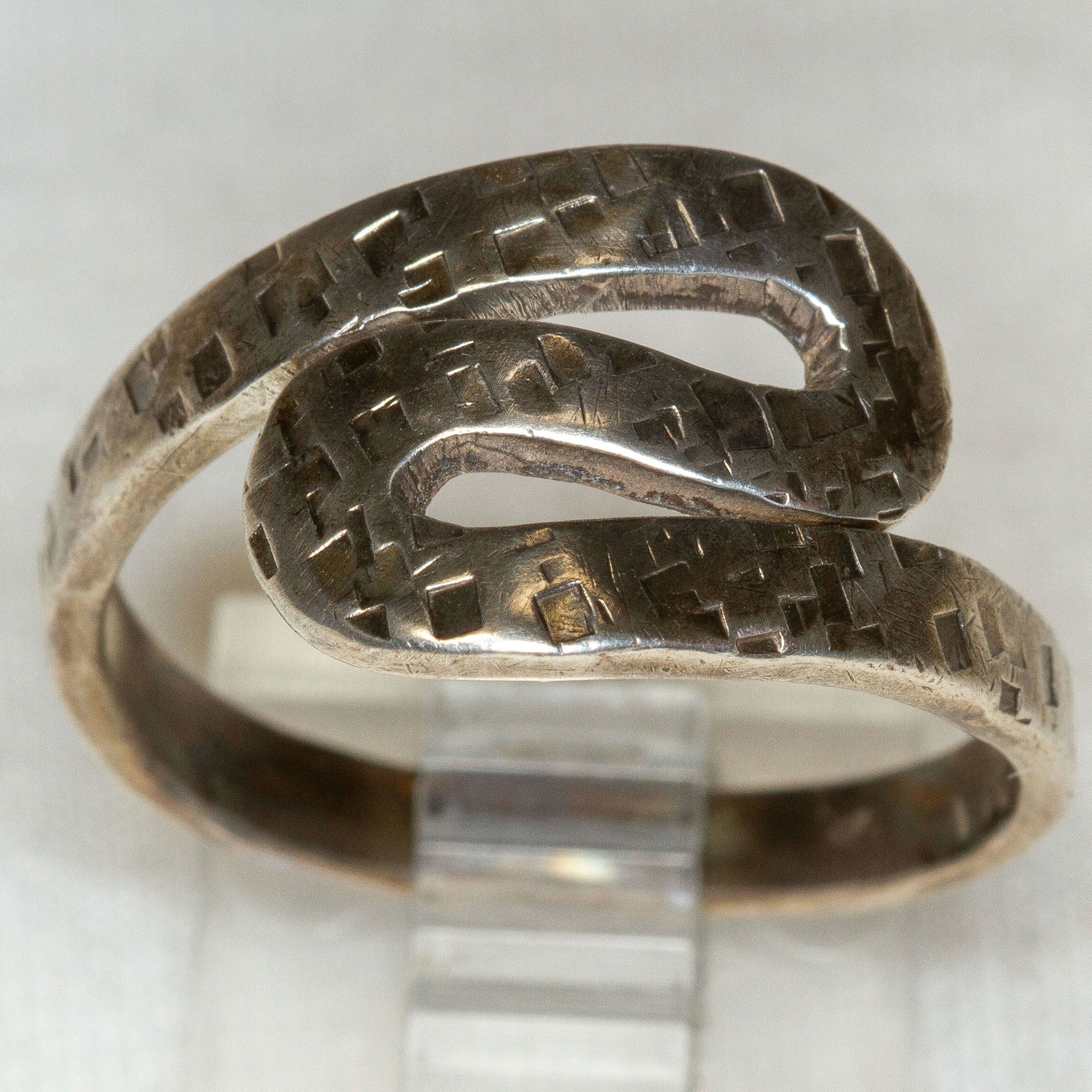 Vintage 925 Silver Wavy Textured Wrap Ring - Size 9.5