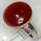 Statement 925 Silver Carnelian Bezel Ring - Size 10