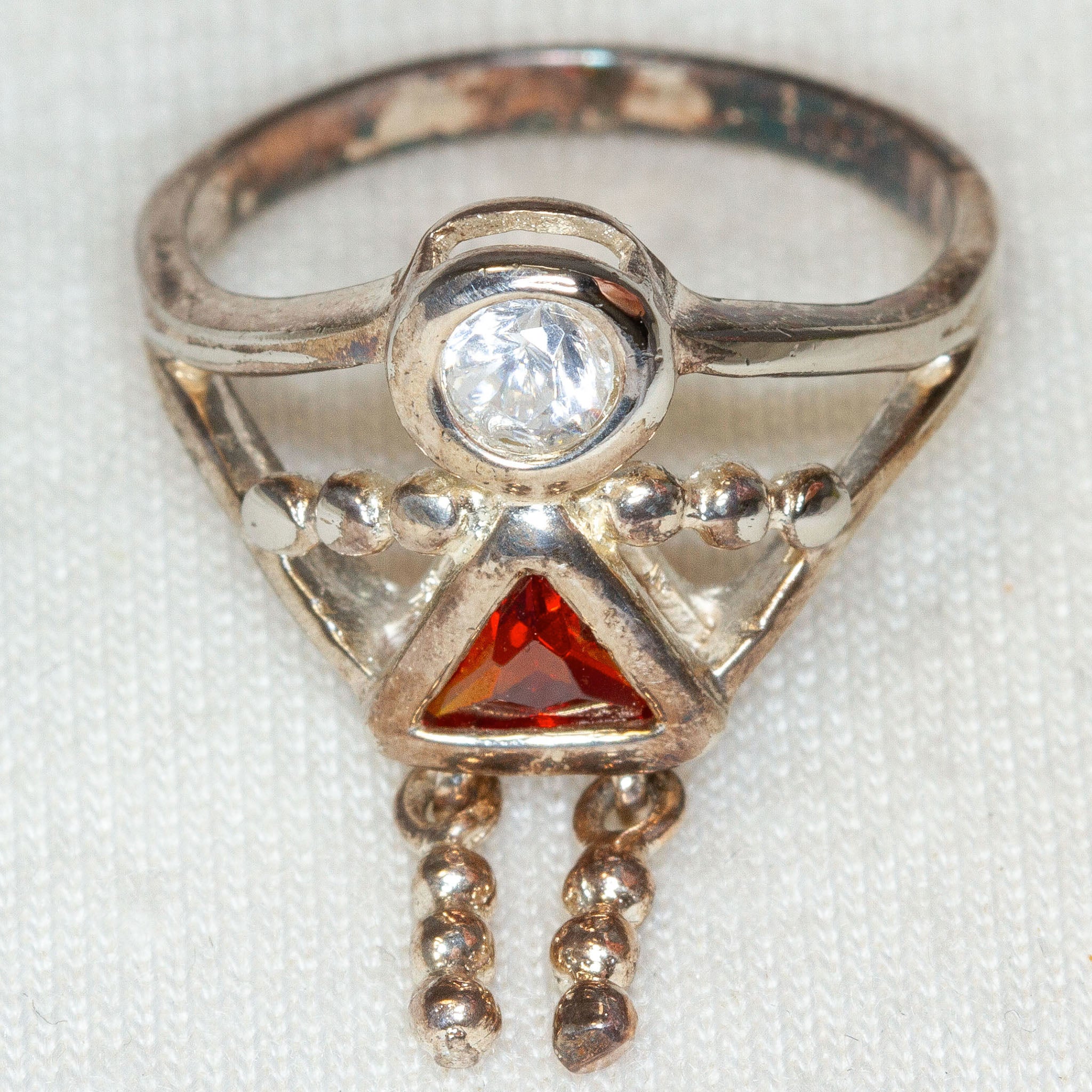 Whimsical 925 Sterling Silver Figural Ring with Cubic Zirconia - Pre-owned Main image