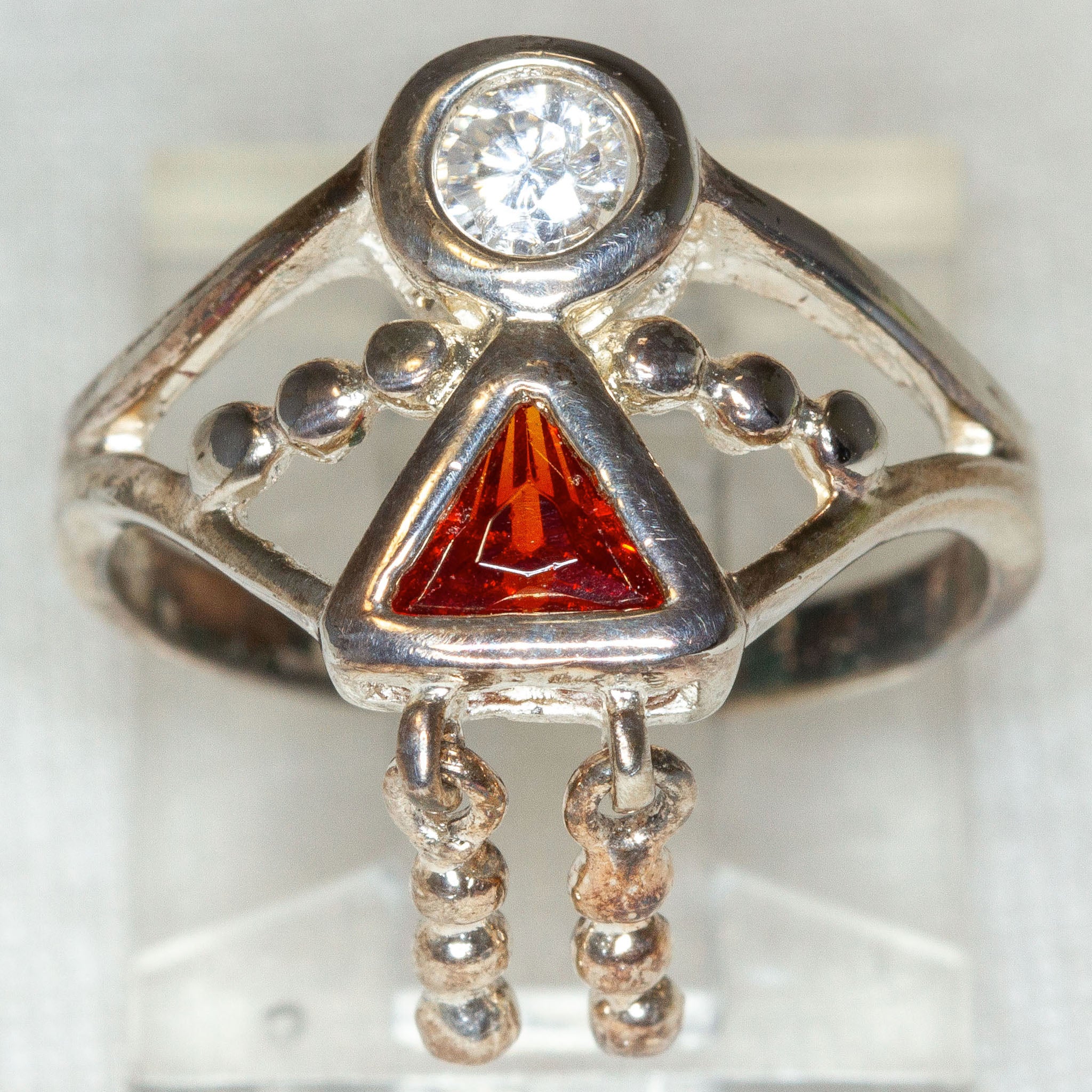 Whimsical 925 Sterling Silver Figural Ring with Cubic Zirconia - Pre-owned