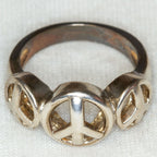Triple Peace Sign 925 Sterling Silver Ring - Pre-owned