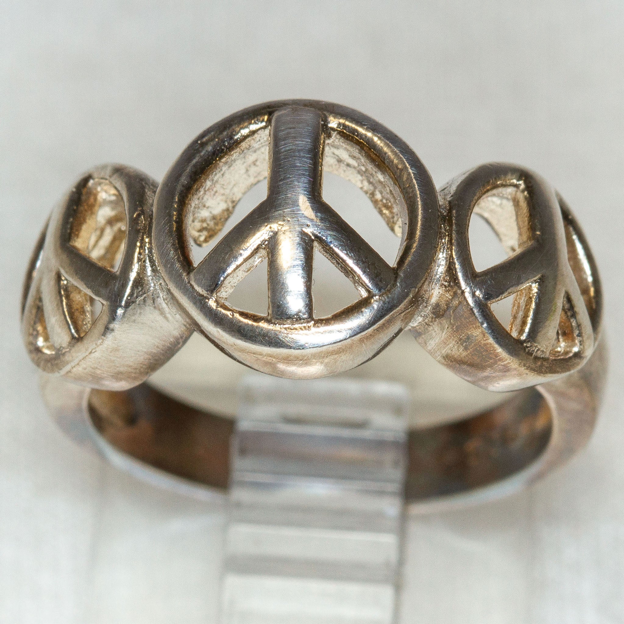 Triple Peace Sign 925 Sterling Silver Ring - Pre-owned Secondary image
