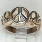 Triple Peace Sign 925 Sterling Silver Ring - Pre-owned