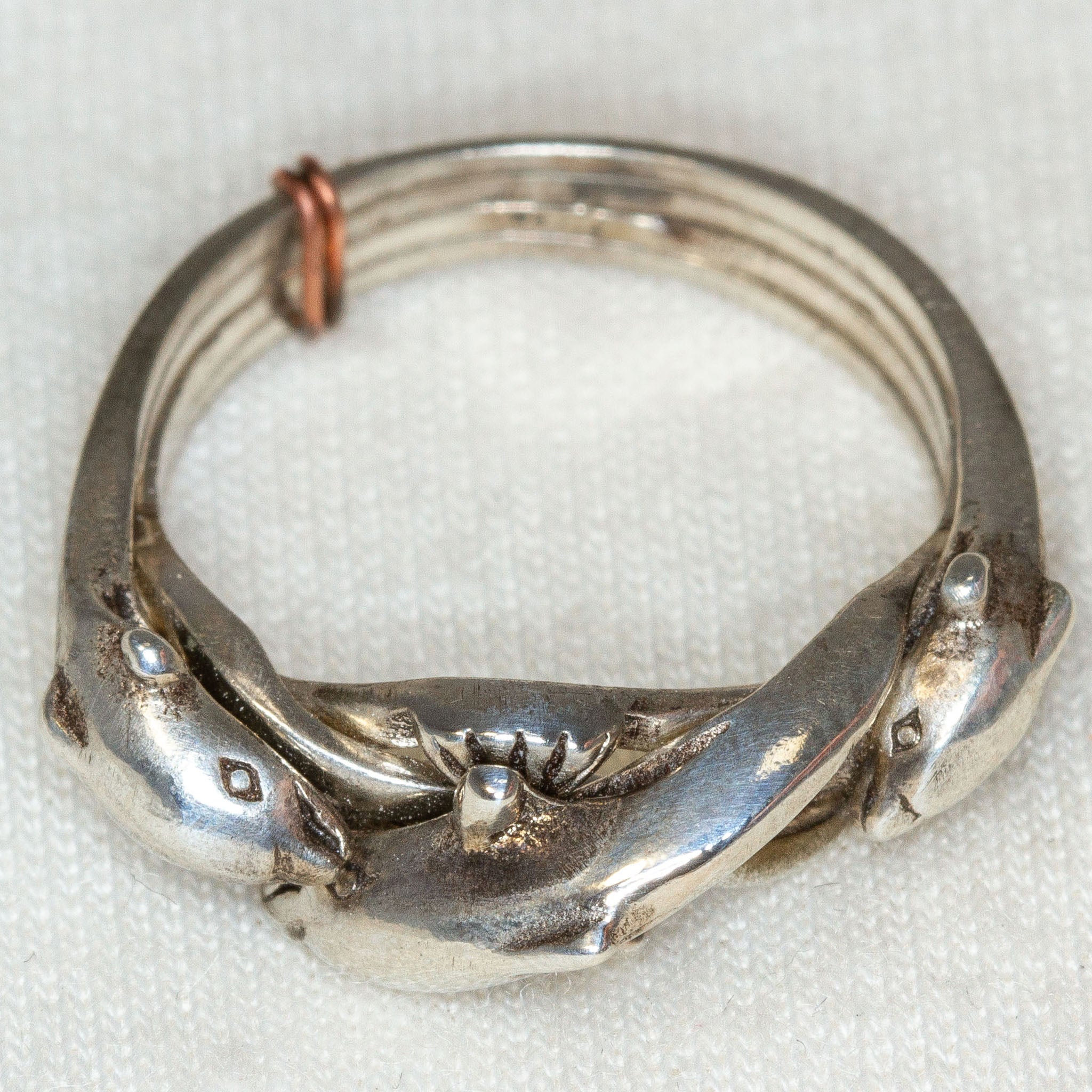Vintage 925 Sterling Silver Dolphin Puzzle Ring - Pre-owned Main image