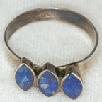 Sterling Silver Marquise Lapis Lazuli Three-Stone Ring