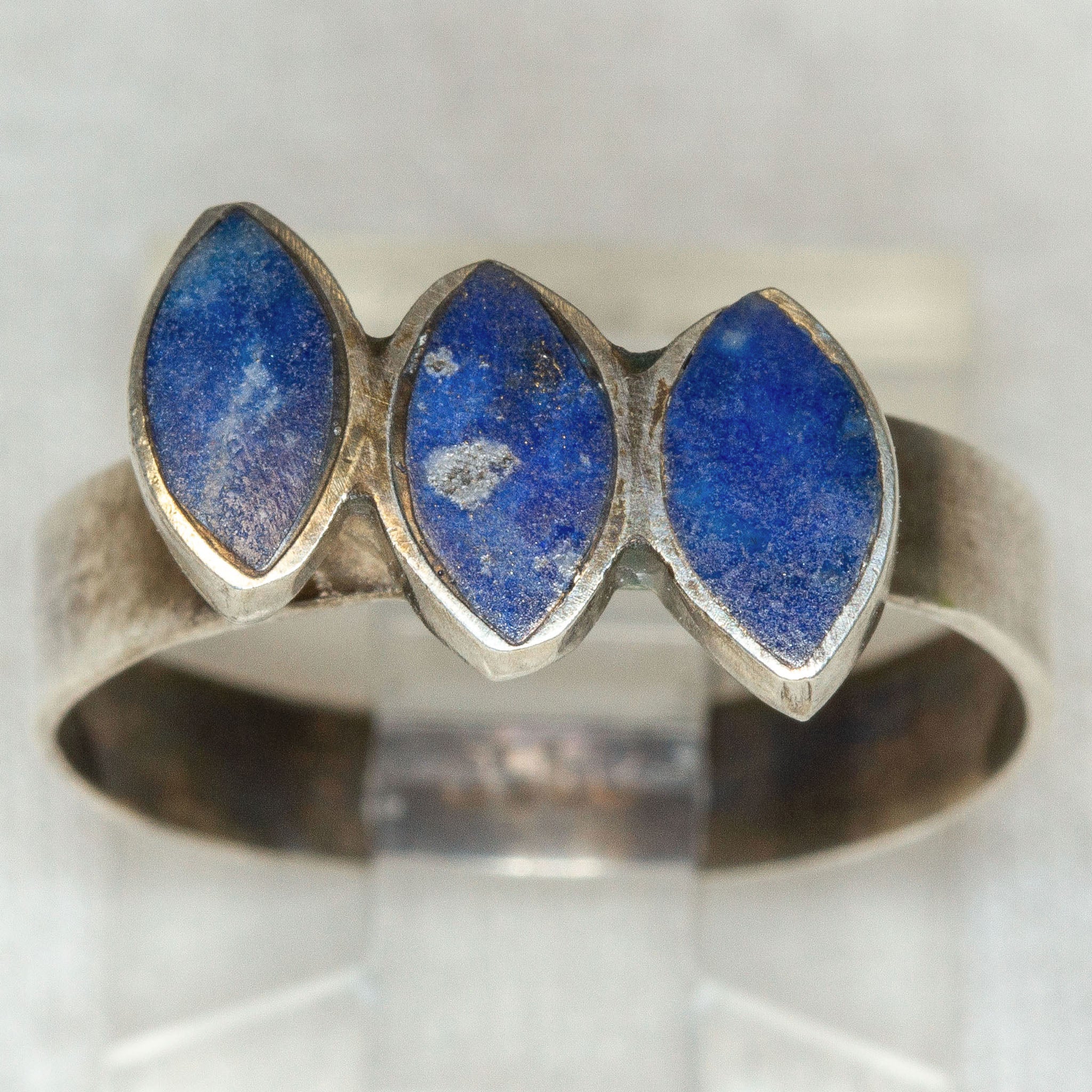 Sterling Silver Marquise Lapis Lazuli Three-Stone Ring