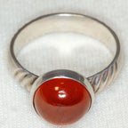 925 Silver Hessonite Garnet Bezel-Set Ring - Size 6.75
