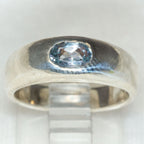 925 Silver Blue Topaz Solitaire Ring - Size 6