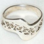 Sterling Silver Lacy Cut-Out Wave Ring - Size 8.5