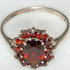 Sterling Silver Garnet Cluster Ring - Size 6.75