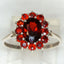 Sterling Silver Garnet Cluster Ring - Size 6.75