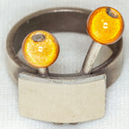 Brushed Aluminum Statement Ring with Copper-Toned Spheres
