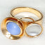 Artisan Brass Ring with Lavender Cabochon and Disc Accents - Size 6.5