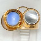 Artisan Brass Ring with Lavender Cabochon and Disc Accents - Size 6.5