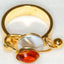 Artisan Brass Statement Ring with Burnt Orange Cabochon