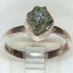 Sterling Silver Free-Form Moldavite Ring - Size 10