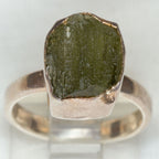 Sterling Silver Free-Form Moldavite Bezel Set Ring - Size 4.75