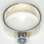 Sterling Silver Blue Topaz Solitaire Ring - Size 8.5