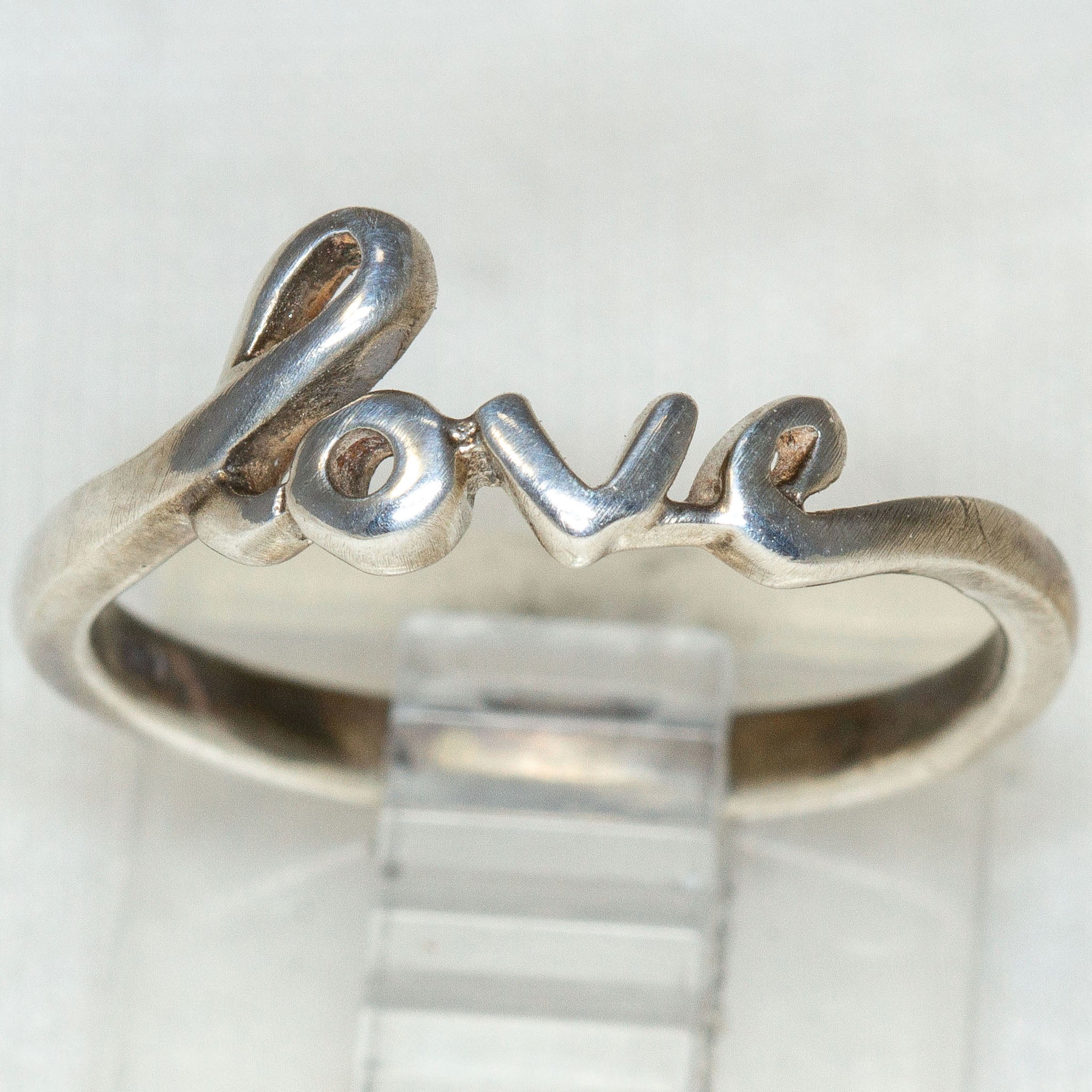 925 Sterling Silver "LOVE" Script Ring Secondary image