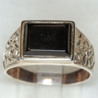 925 Silver Rectangular Obsidian Statement Ring - Size 10.5