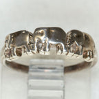925 Sterling Silver Elephant Parade Ring - Size 3.5