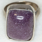 Sterling Silver Rectangular Lepidolite Statement Ring - Size 7.5