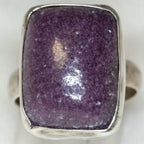 Sterling Silver Rectangular Lepidolite Statement Ring - Size 7.5
