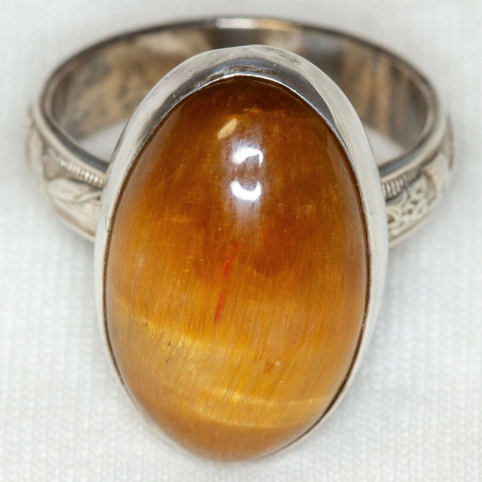 925 Silver Tiger Eye Statement Ring - Size 8.5 Main image