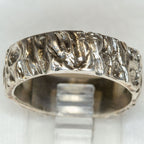 925 Silver Tree Bark Texture Band Ring - Size 9