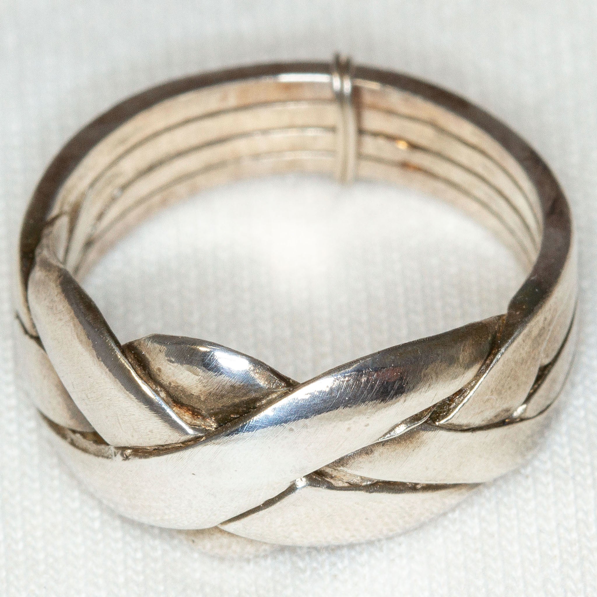 925 Sterling Silver 4-Band Puzzle Ring - Size 6.5