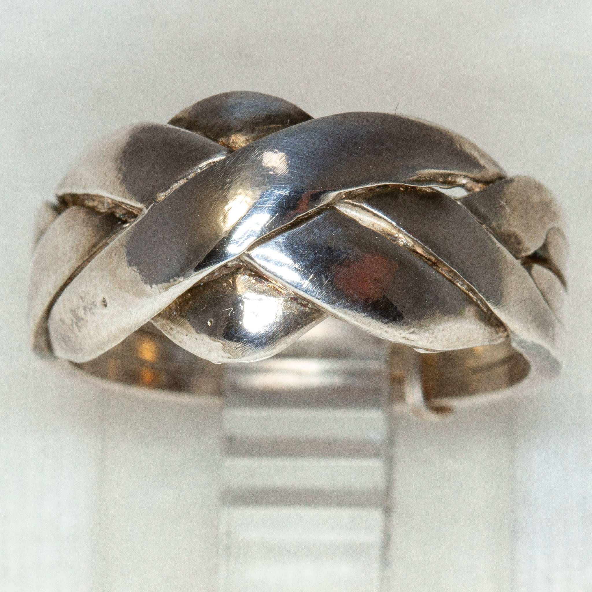 925 Sterling Silver 4-Band Puzzle Ring - Size 6.5