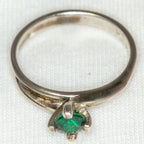 925 Silver Solitaire Synthetic Emerald Ring - Size 6.75