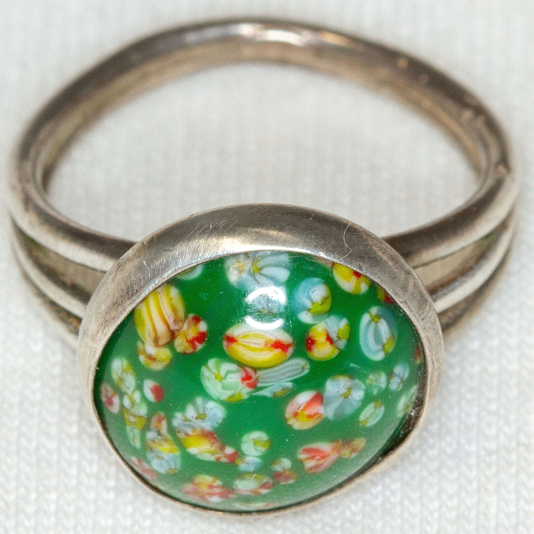 925 Silver Malrani Glass Cabochon Ring - Size 4.75 Main image