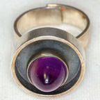 925 Sterling Silver Amethyst Cabochon Statement Ring