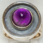 925 Sterling Silver Amethyst Cabochon Statement Ring
