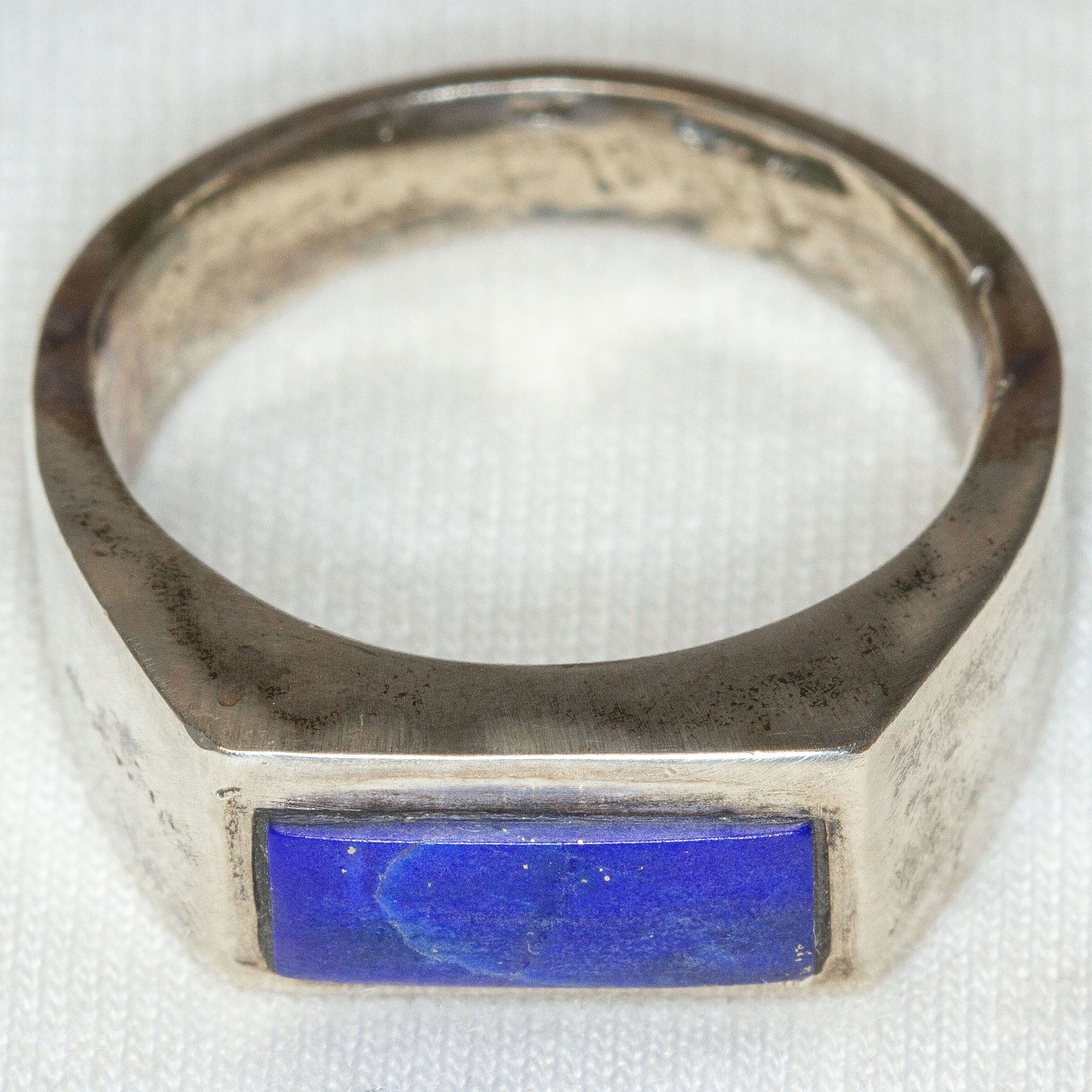 925 Sterling Silver Lapis Lazuli Inset Band Ring - Size 10.5
